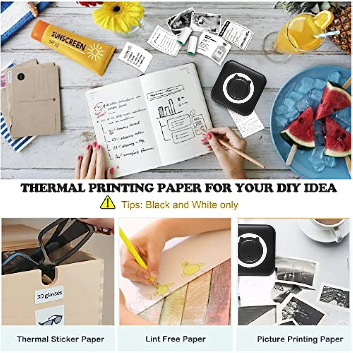 Mini Portable Photo Printer - Wireless Pocket Thermal Printer