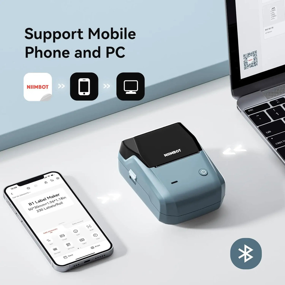 NIIMBOT B1 Mini Label Printer - Bluetooth Thermal, Ink-Free