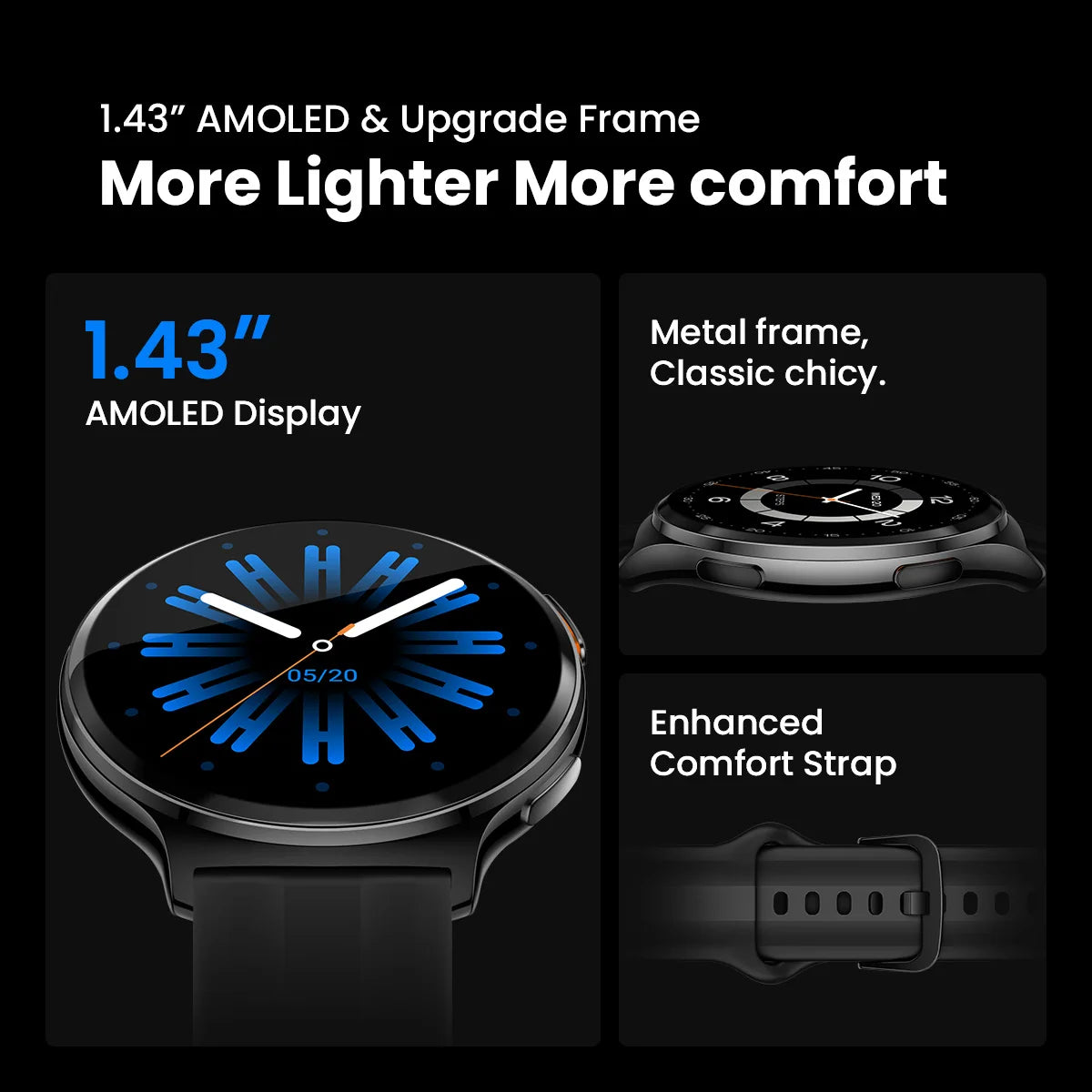 HAYLOU Solar Lite 2 Smartwatch - 1.43" AMOLED, 24h Health Tracking