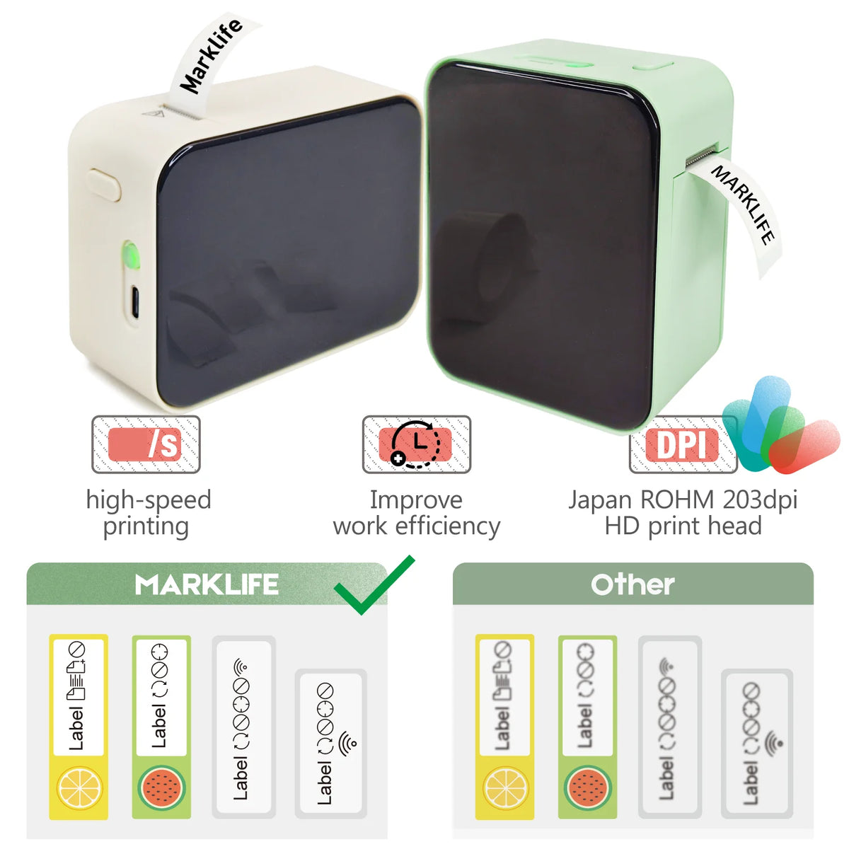 MarkLife P15 Mini Label Printer - Bluetooth Thermal, No Ink