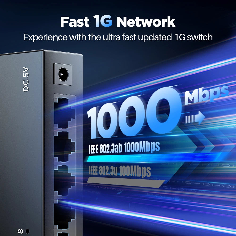 AMPCOM gigabit network switch - detail view