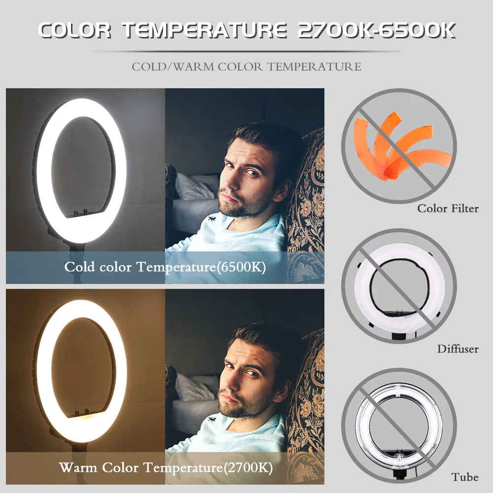 18-Inch LED Ring Light with Tripod Stand - Selfie & Streaming Light