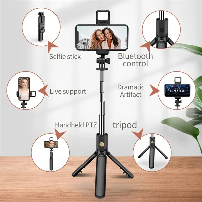 Selfie Stick Tripod with Bluetooth Remote & Fill Light