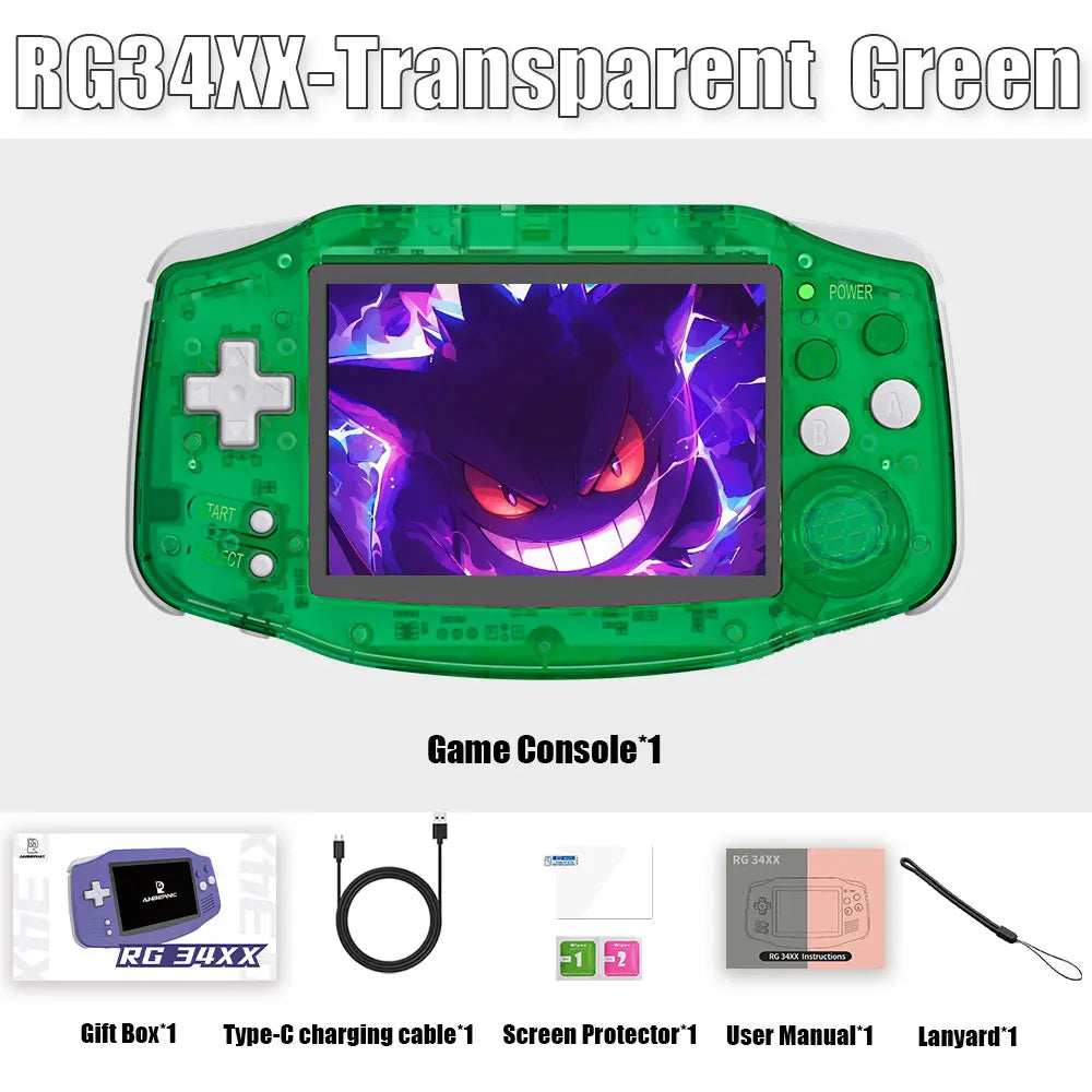 Anbernic RG34XX Retro Handheld Console - Wide Screen with 64GB Card