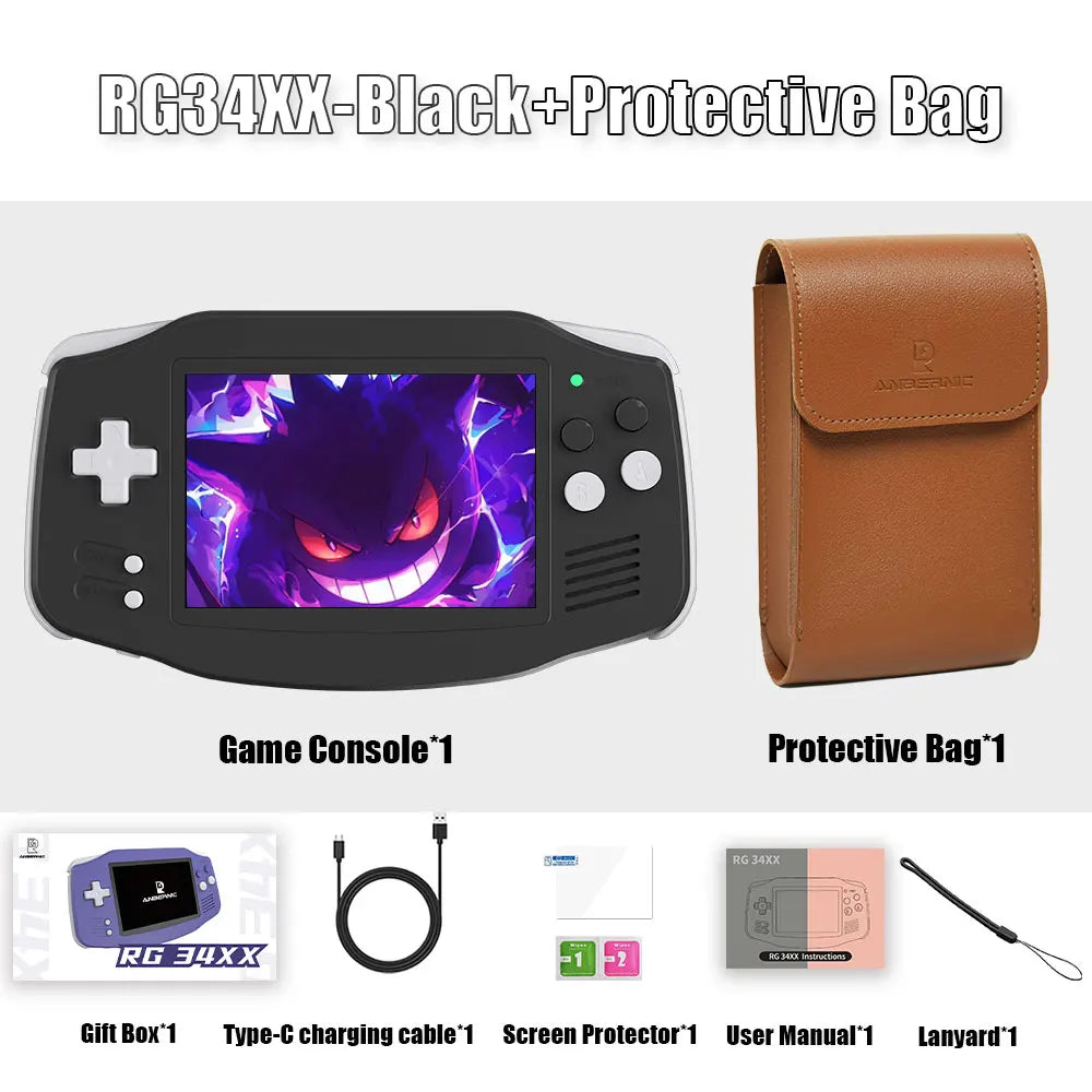 Anbernic RG34XX Retro Handheld Console - Wide Screen with 64GB Card