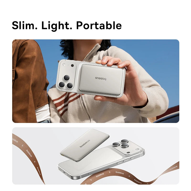 Baseus 5000mAh Magnetic Power Bank - Card-Sized Wireless Charger