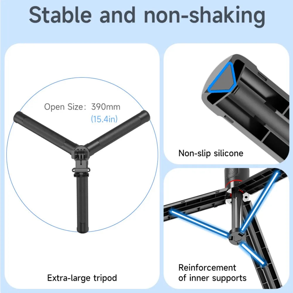 Phone Gimbal Stabilizer - 360 Auto Face-Tracking Selfie Stick Tripod with Fill Light