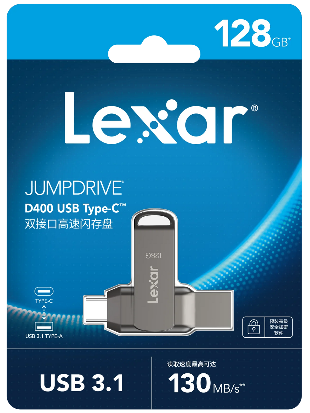 Lexar D400 USB-C Flash Drive - 32GB to 256GB Dual Slot