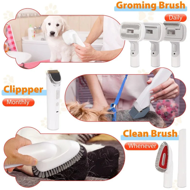 2-in-1 Pet Grooming Vacuum & Clipper - Powerful Suction Hair Remover for Dogs & Cats