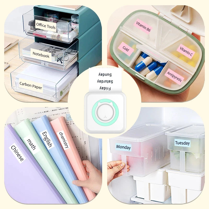 Pocket Thermal Photo Printer - 203dpi Bluetooth Label & Memo