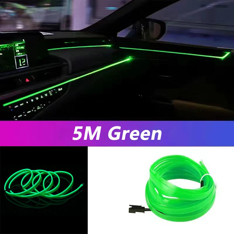 Car Interior LED Strip - 5M Neon Ambient Light, USB or 12V