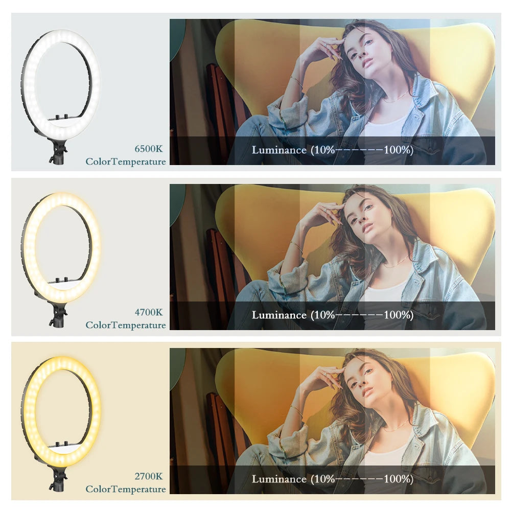 18-Inch LED Ring Light with Tripod Stand - Selfie & Streaming Light