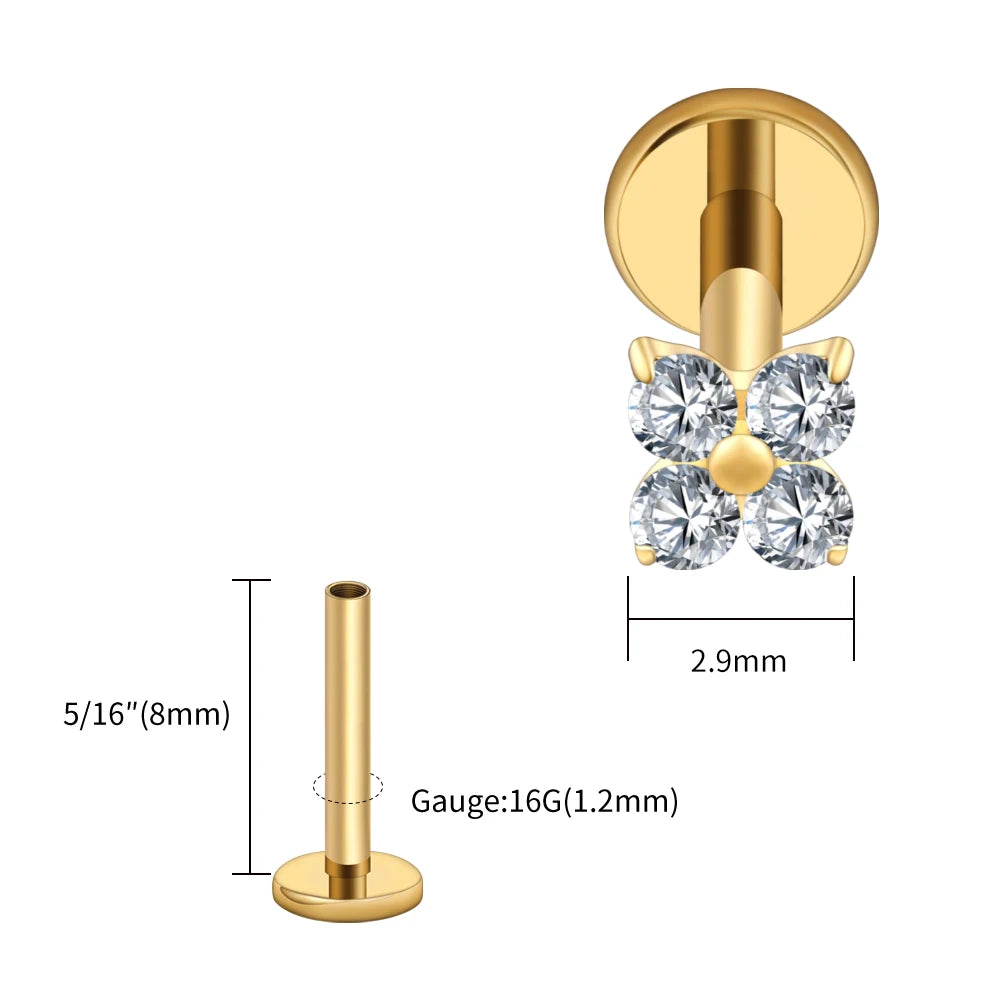 Flat Back Stud Earrings - Implant-Grade Titanium, 16G