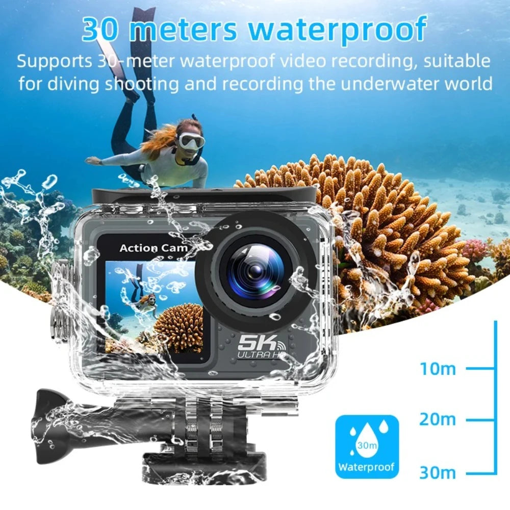 ANSVICAM 5K Action Camera - 4K60 with EIS & Waterproof Case