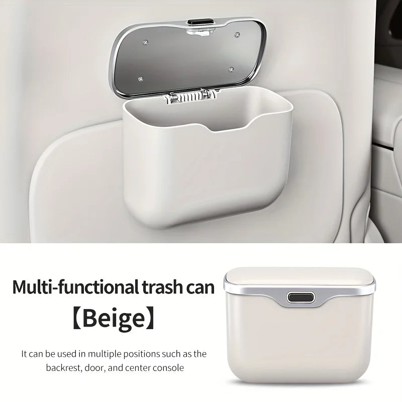 Multifunctional Car Trash Can with Lid - Hanging Car Organizer