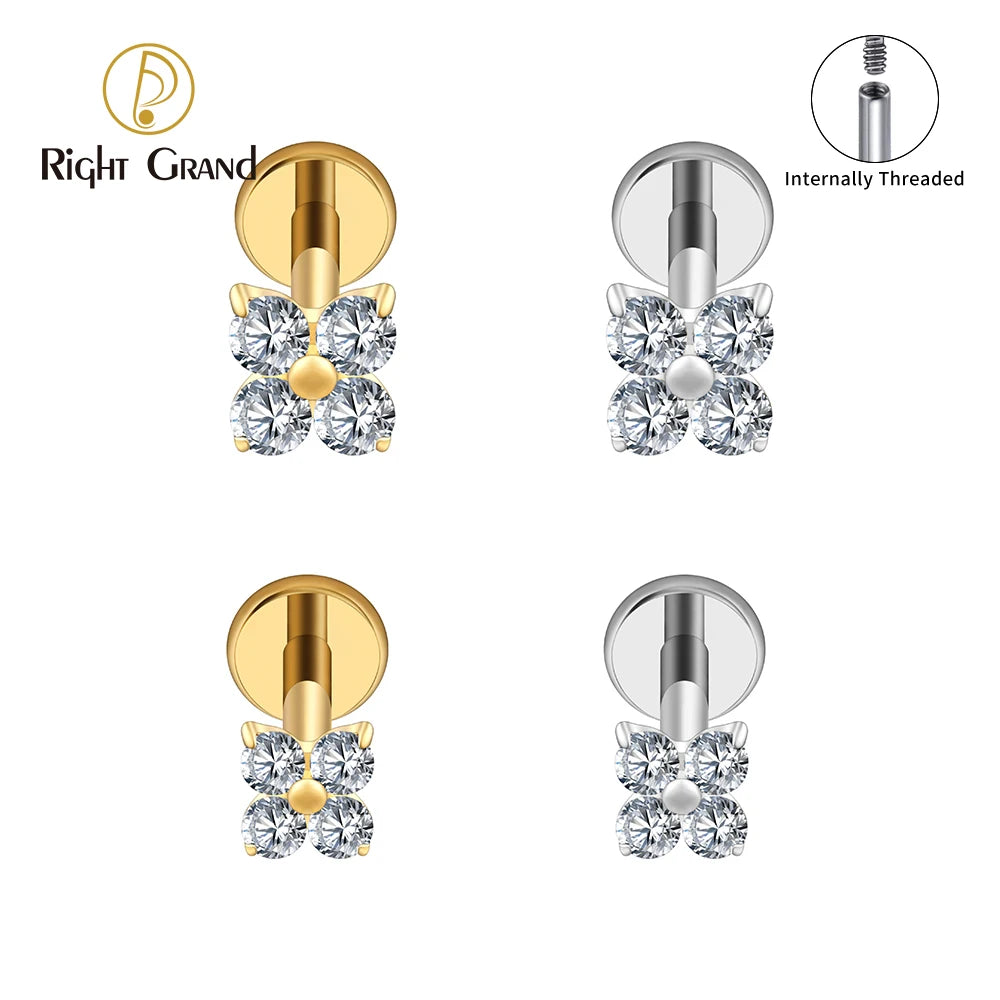 Flat Back Stud Earrings - Implant-Grade Titanium, 16G