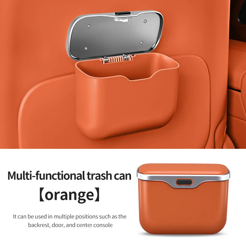 Multifunctional Car Trash Can with Lid - Hanging Car Organizer