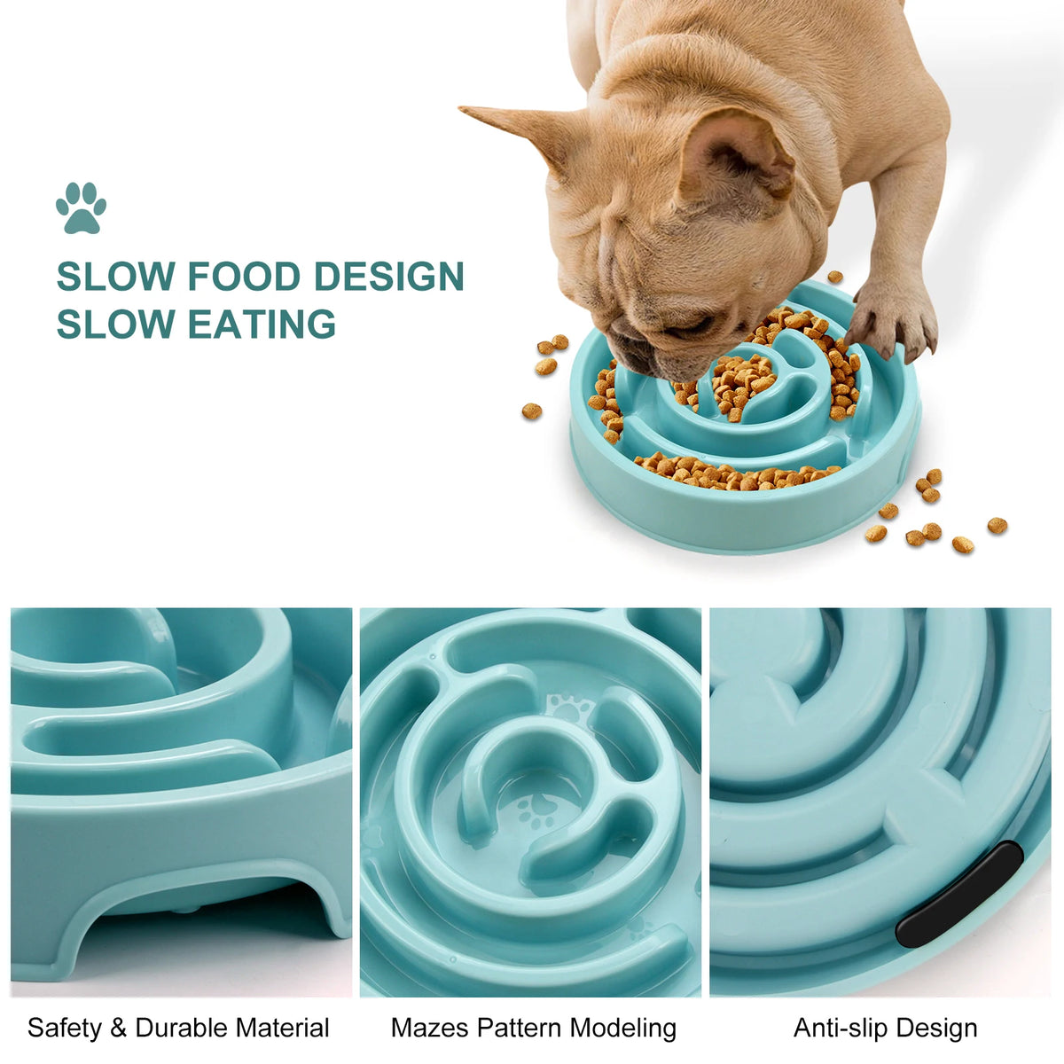 Slow Feeder Dog Bowl - Non-Slip Anti-Gulp Puzzle Bowl
