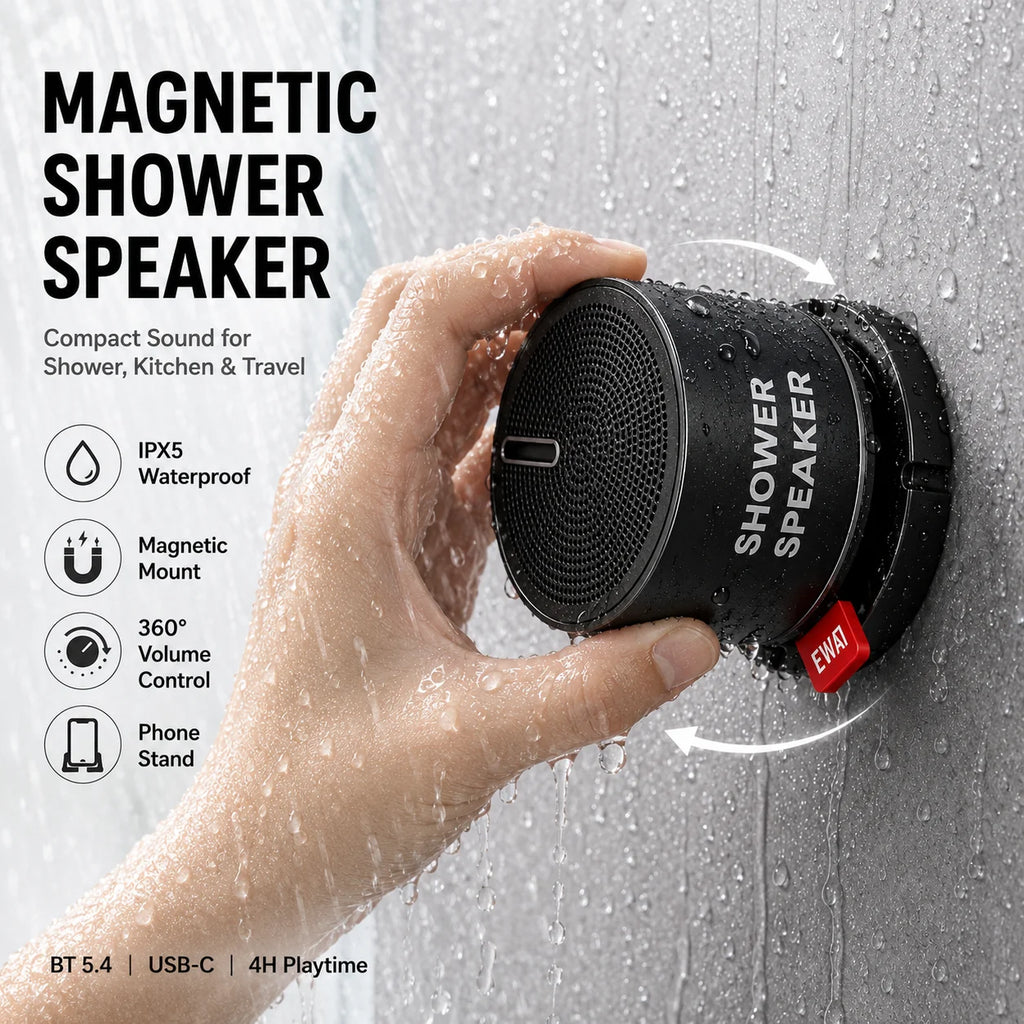 Magnetic Bluetooth Speaker - IPX5 Waterproof Shower Speaker