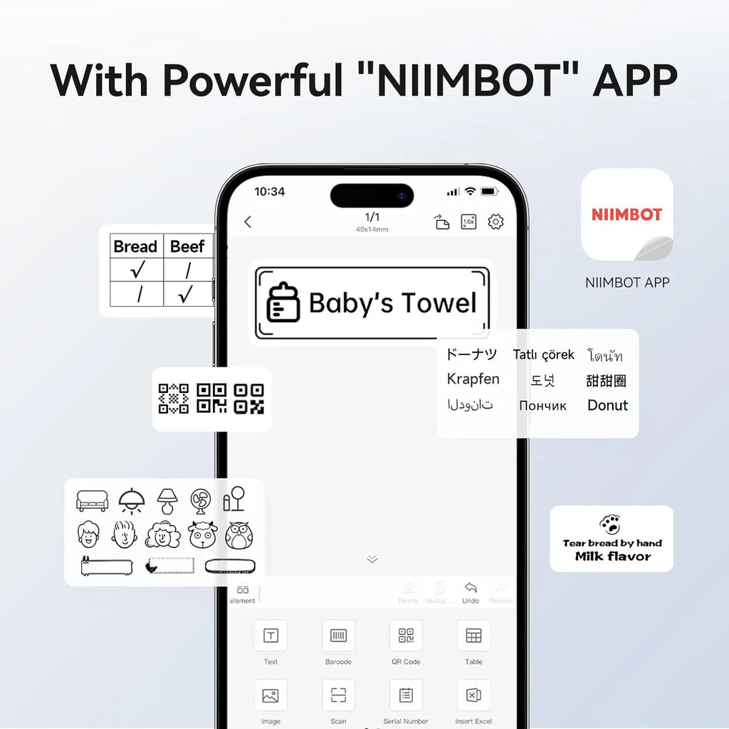 NIIMBOT B1 Mini Label Printer - Bluetooth Thermal, Ink-Free