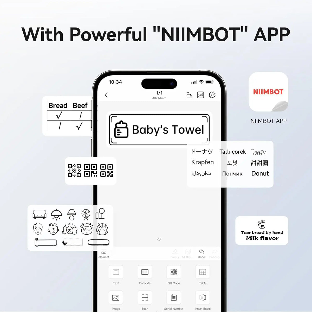 NIIMBOT B1 Mini Label Printer - Bluetooth Thermal, Ink-Free