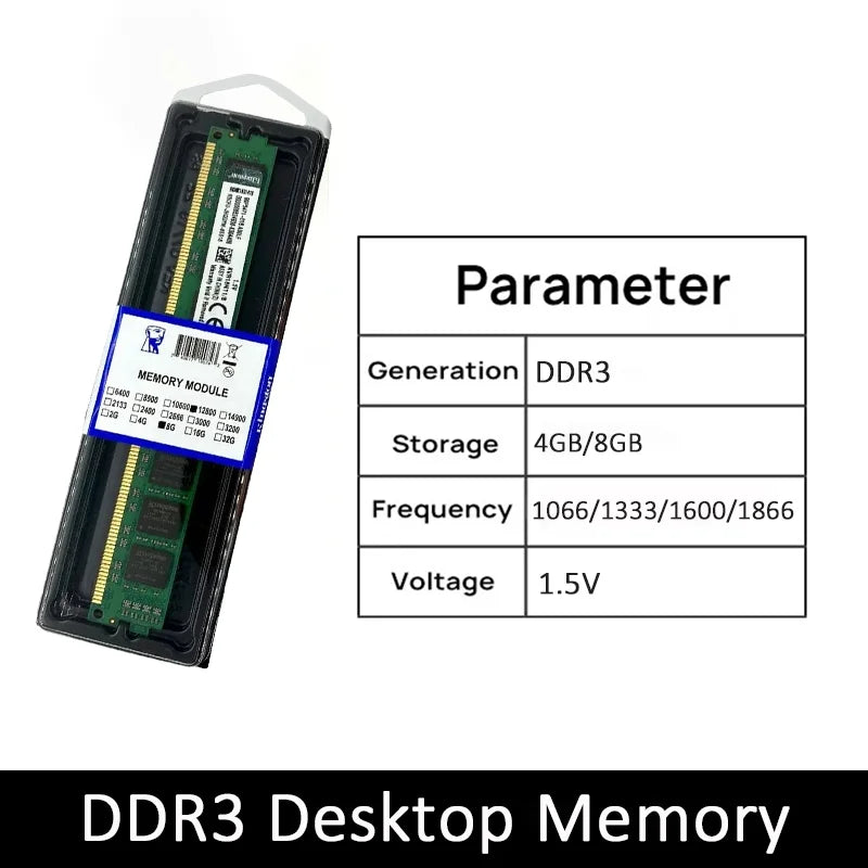 DDR3 Desktop Memory - 4GB & 8GB, 1066 to 1866MHz DIMM