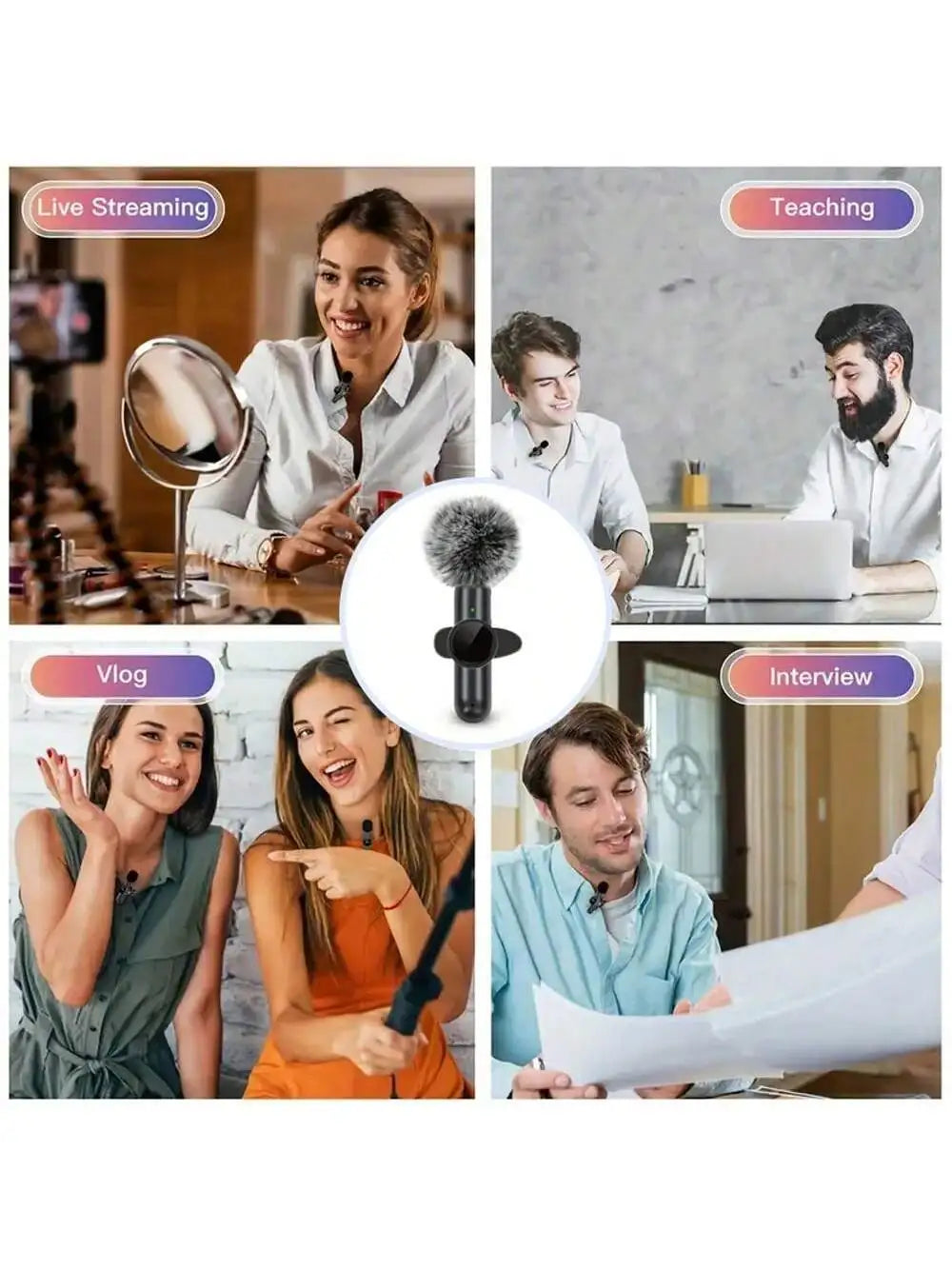 Wireless Lavalier Microphone - Clip-On Mic for Phone (USB-C & iPhone)