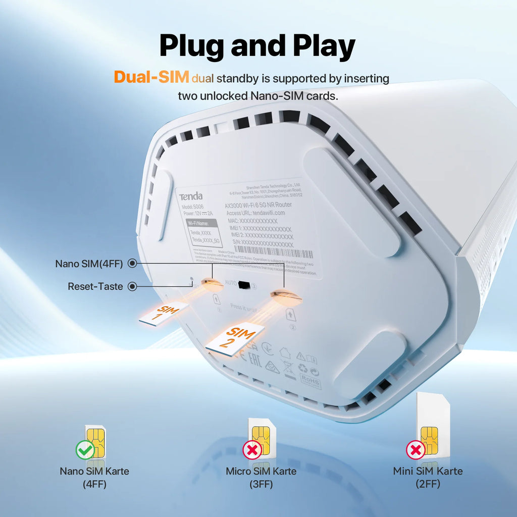 Tenda 5G CPE SIM Router - AX3000 Wi-Fi 6 Home Internet