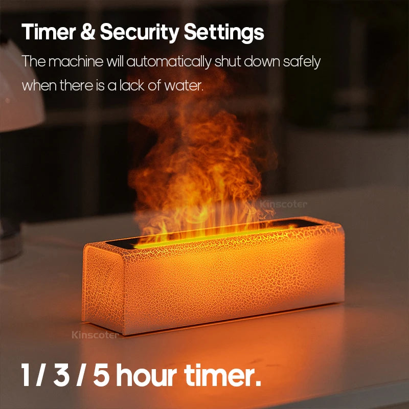 Flame Effect Aroma Diffuser - Ultrasonic Humidifier with RGB Fire Light