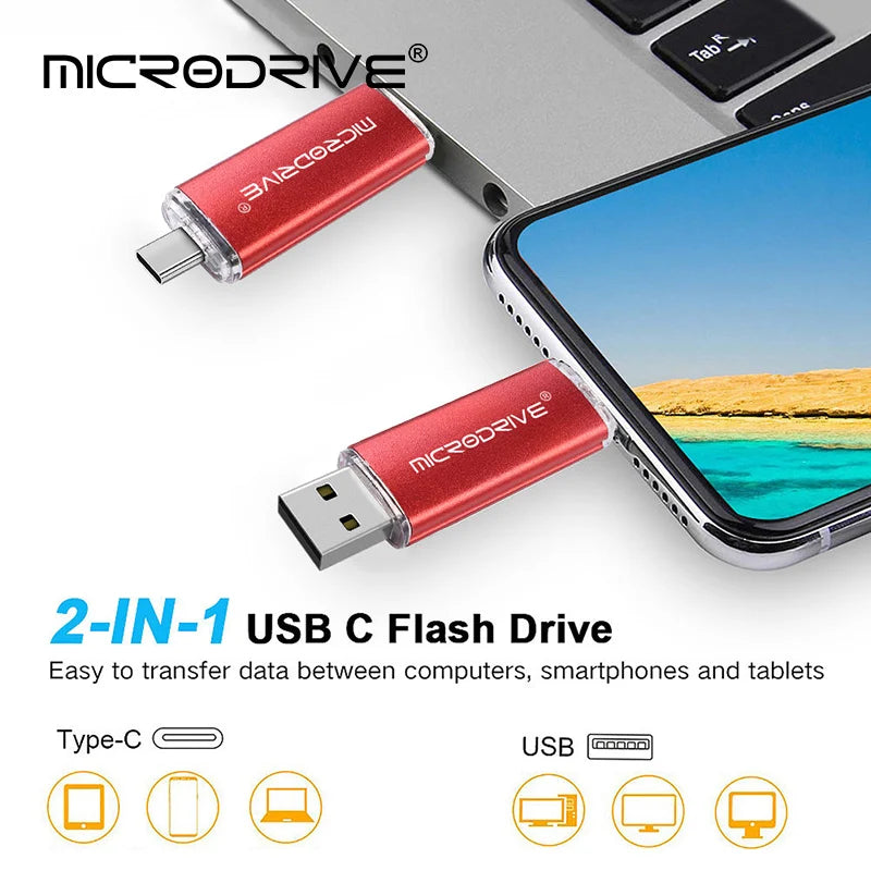 Type-C OTG Flash Drive - Dual Connector, 4GB to 128GB
