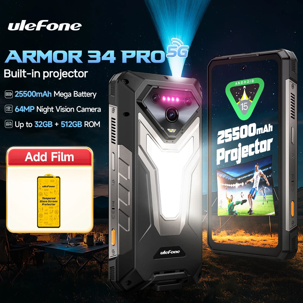 Ulefone Armor 34 Pro+ Rugged 5G Phone - 16GB+512GB, 25500mAh