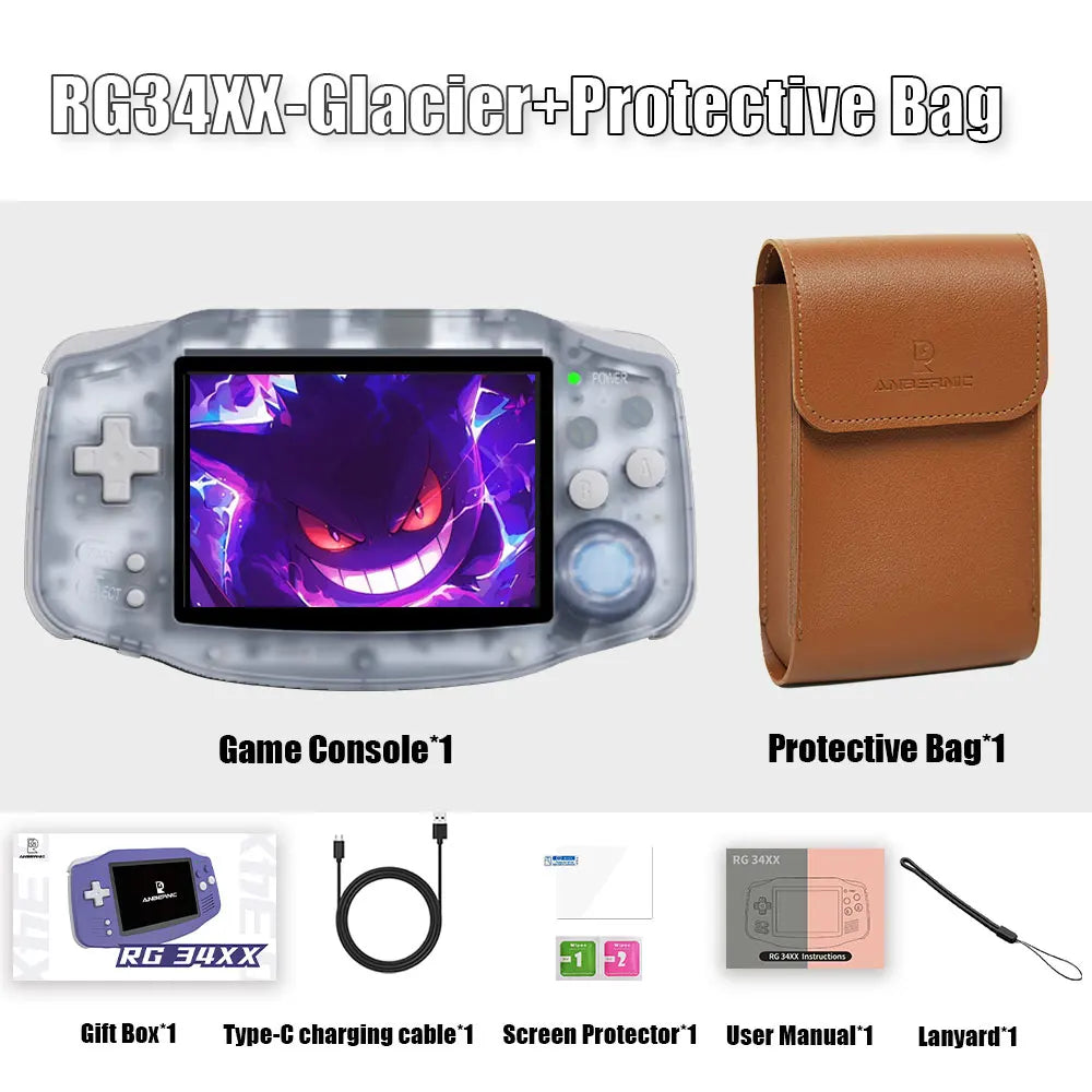 Anbernic RG34XX Retro Handheld Console - Wide Screen with 64GB Card