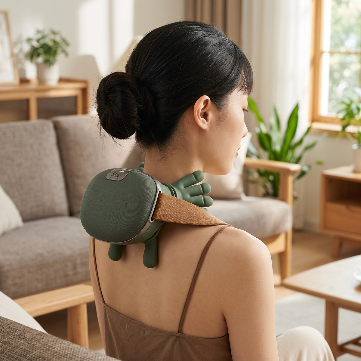 Shiatsu Neck & Shoulder Massager resting on the neck and shoulders
