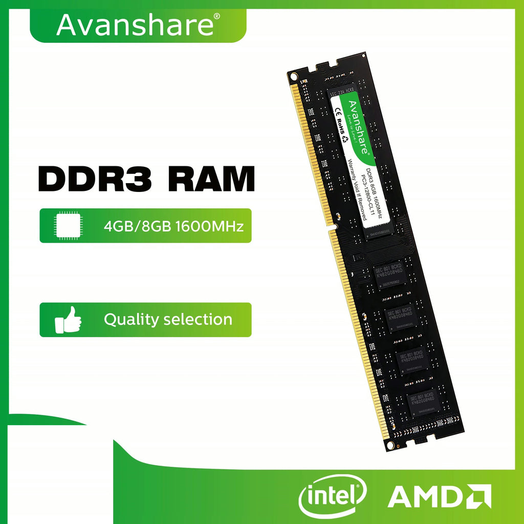 Avanshare Desktop RAM - DDR3, DDR4 & DDR5 from 4GB to 32GB