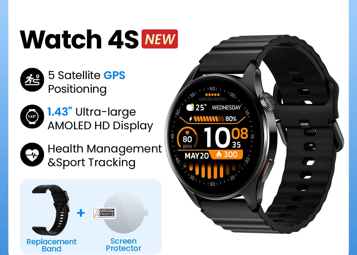 HAYLOU Watch 4S GPS Smartwatch - 1.43" AMOLED, 5-System GPS