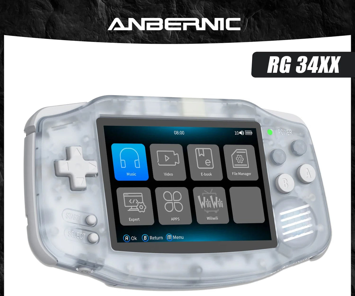 Anbernic RG34XX Retro Handheld Console - Wide Screen with 64GB Card